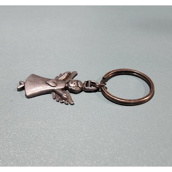 Vintage Pewter Guardian Angel Heart Open Arms Key Chain - Picture 6 of 7